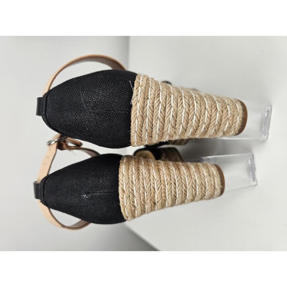 Michael Kors Black Canvas Wedge Espadrilles with Ankle Strap - Picture 5 of 9